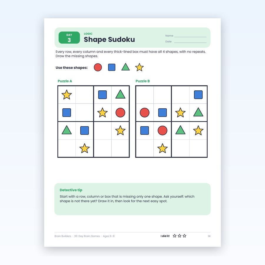 Shape sudoku page